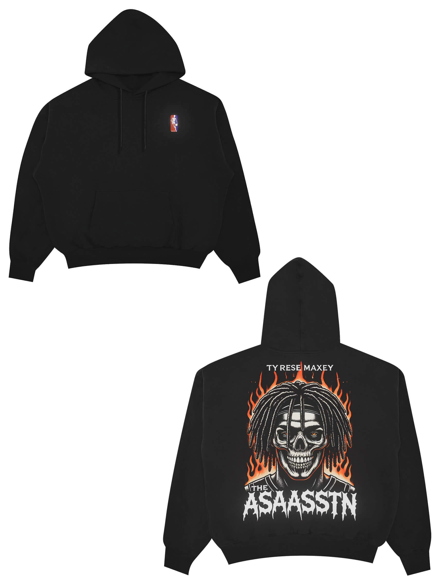 The Assassin: Tyrese Maxey Skull Graphic T-shirt & Hoodie | Oversize Fit