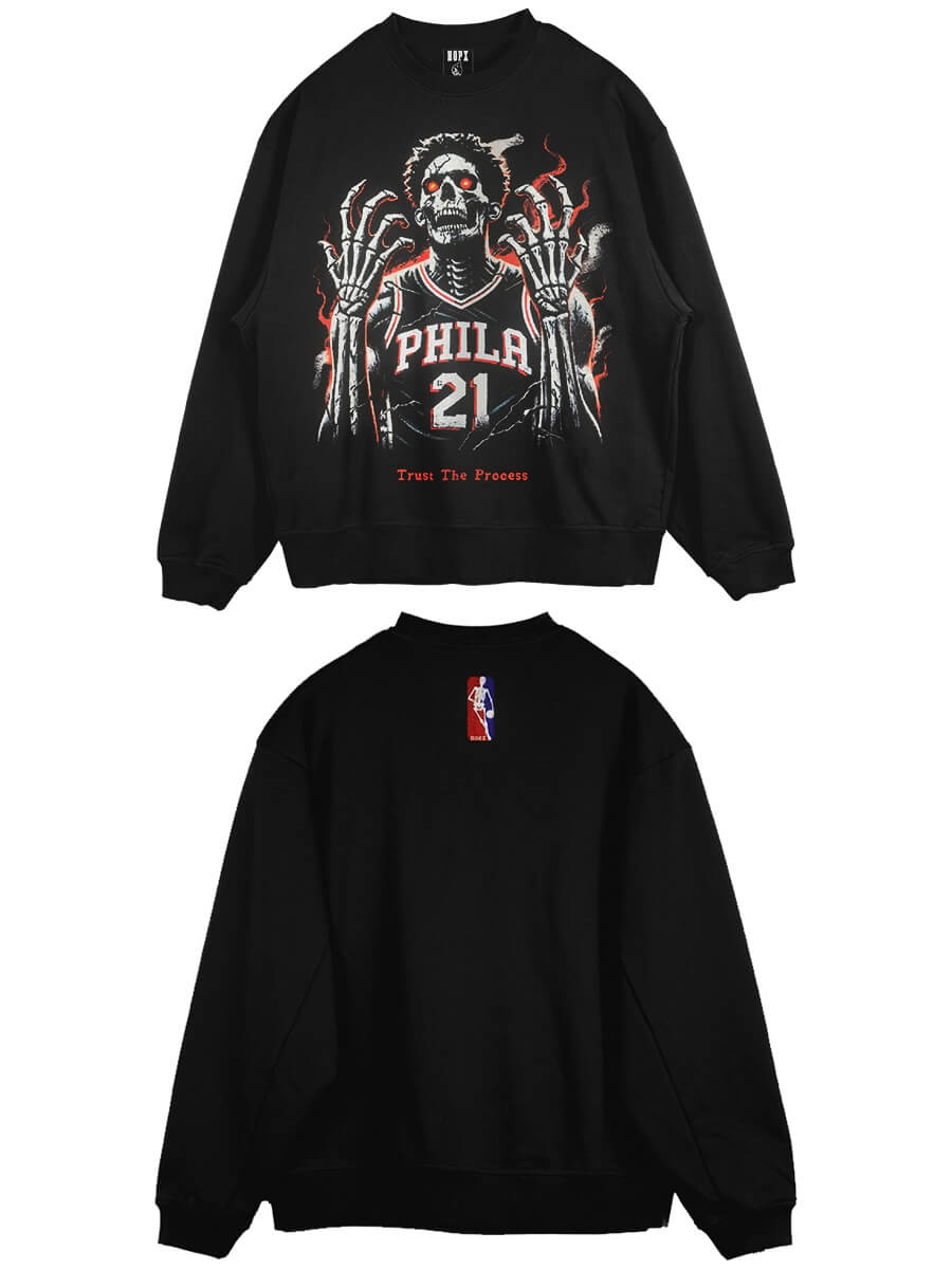 The Process: Embiid Skull Graphic Tee & Hoodie | Oversize Fit | 76ers Inspired