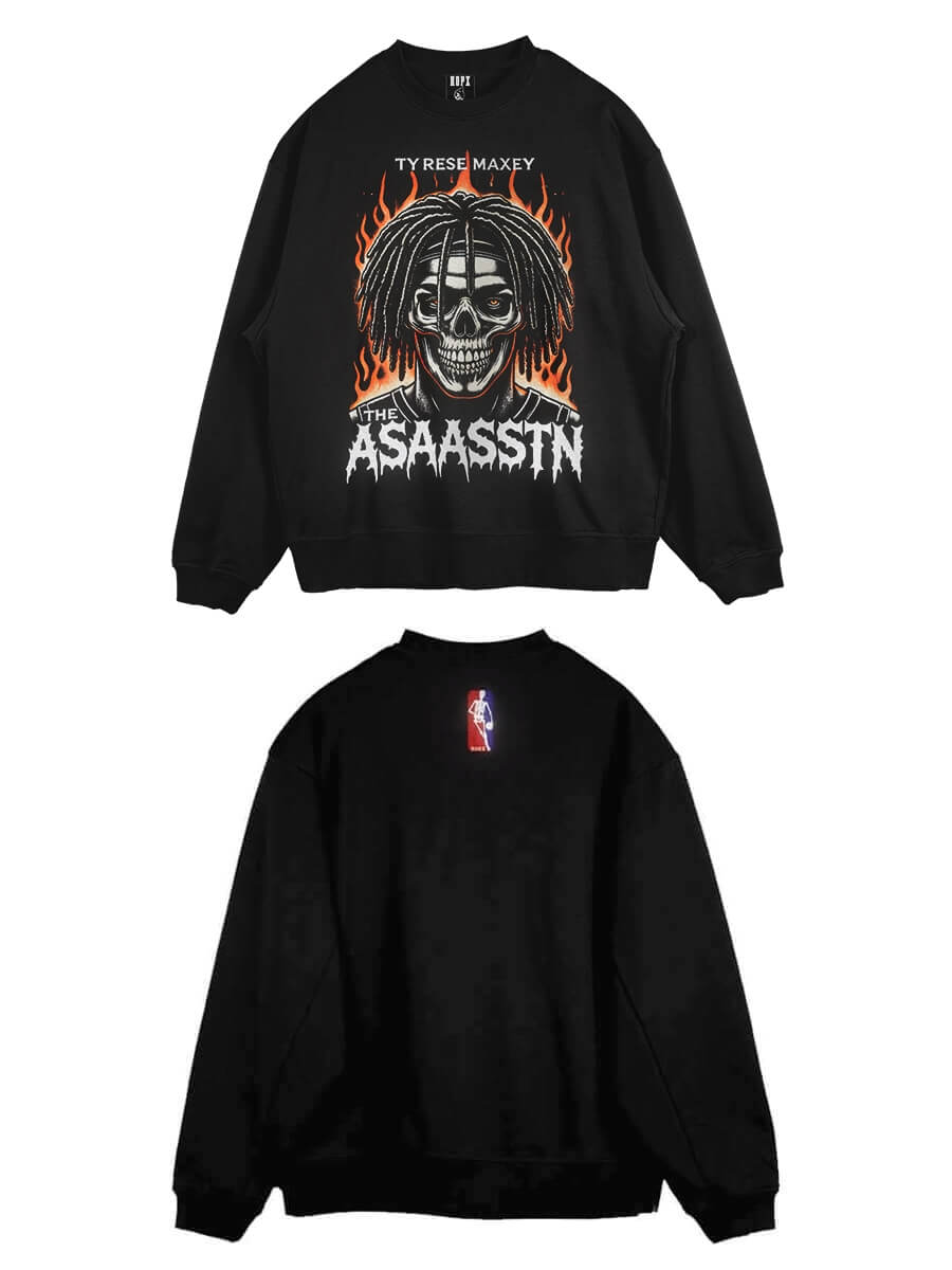 The Assassin: Tyrese Maxey Skull Graphic T-shirt & Hoodie | Oversize Fit