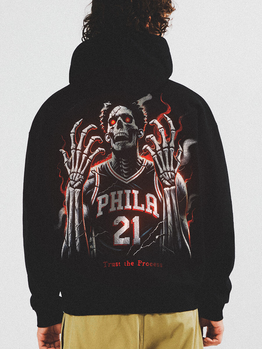 The Process: Embiid Skull Graphic Tee & Hoodie | Oversize Fit | 76ers Inspired